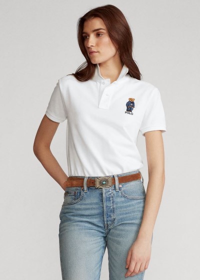 Camisa Polo Polo Ralph Lauren Mujer Blancos - Classic Fit Bear - JREPC3974